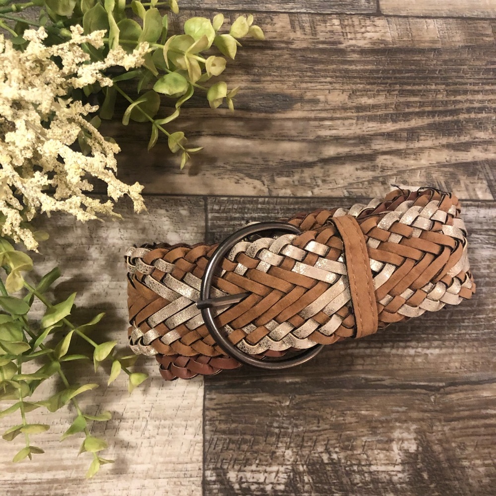 Belt 45” long tan and gold